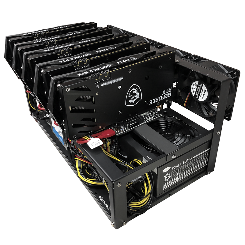 Rig Minage Plateforme Ouverte 2600W - 5 GPU RTX 4070 Ti Super | DIY Micro