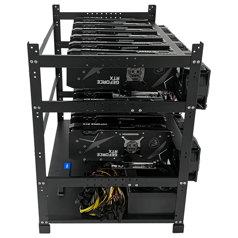 Rig Minage Plateforme Ouverte 5200W - 12 GPU RTX 4060 Ti | DIY Micro