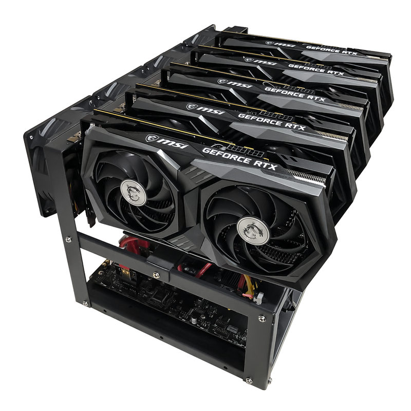 Rig Minage Plateforme Ouverte 2600W - 5 GPU RTX 4070 Ti Super | DIY Micro