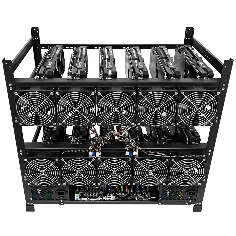 Rig Minage Plateforme Ouverte 5200W - 12 GPU RTX 4060 Ti | DIY Micro